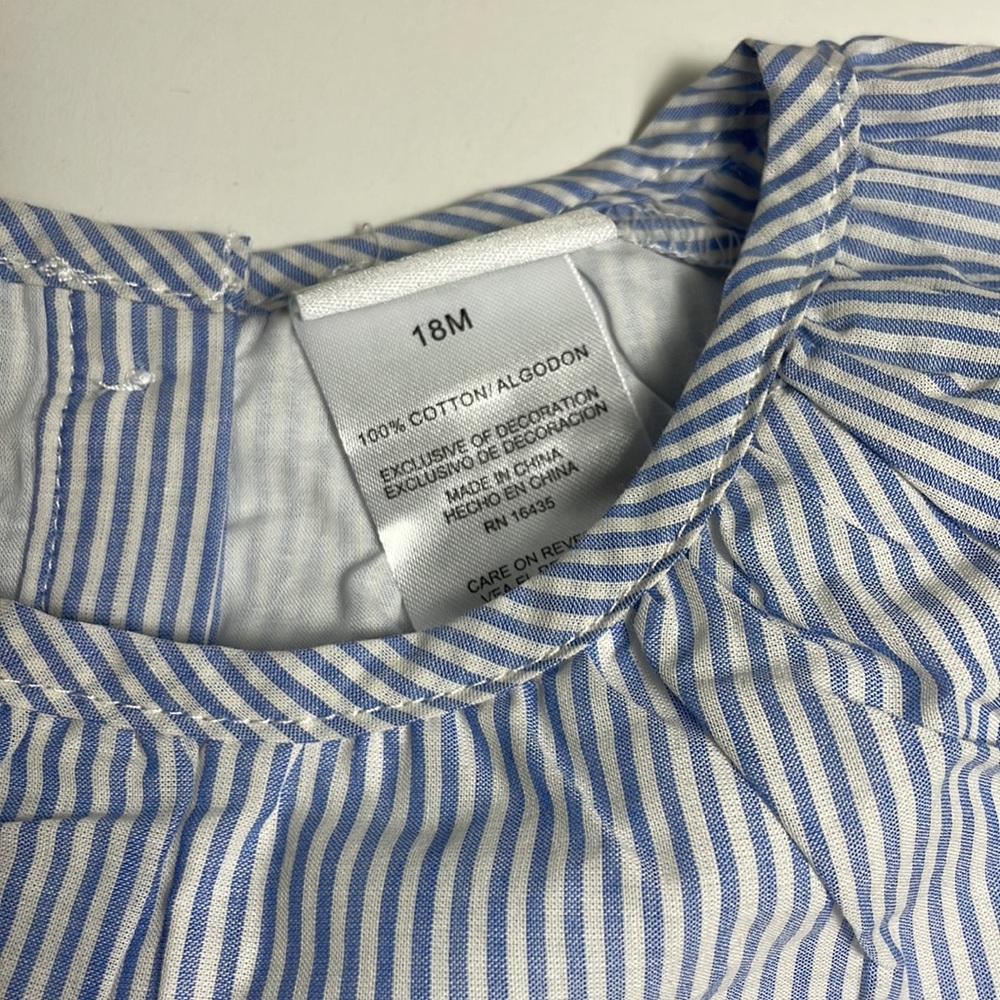 NWT Nannette 2pc blue/white pin stripes dress with bloomer size 18M - Picture 2 of 4
